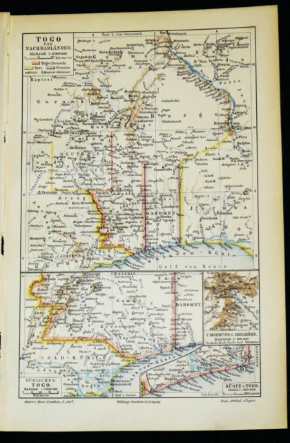 TOGO Afrika Kolonie Schutzgebiet - Lithographie von 1897 – 124 Jahre ORIGINAL