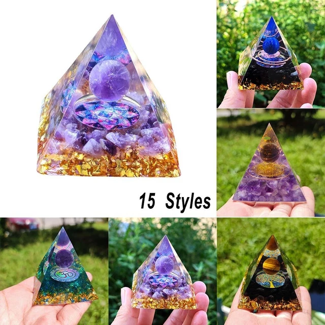Mlysnd Orgonite Piramide, Resina piramide cristallo intarsiato sfera di