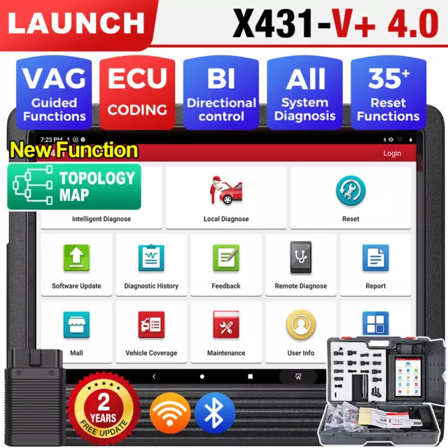 ⭐⭐⭐⭐⭐ LAUNCH X431 V+ PRO 4.0 Elite Outils diagnostics Codage ECU IMMO Bluetooth