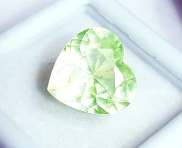 NATURAL Green Peridot Heart Cut Loose Gemstone 6.15 Ct CERTIFIED With Free Gift