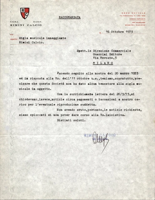 CARTA INTESTATA SOCIET sportiva A.S. Roma SpA 1972 02 EUR 25,00 ...