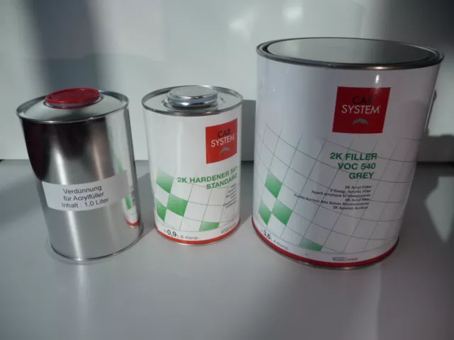 5,5 Litre Set Carsystem 2K Acrilique Cov Mastic 540 Gris Stylo à Encre Apprêt