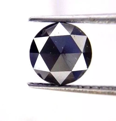 1.39Tcw 6.5 Mm Round Rose Cut Jet Black Aaa Color African Natural Loose Diamond