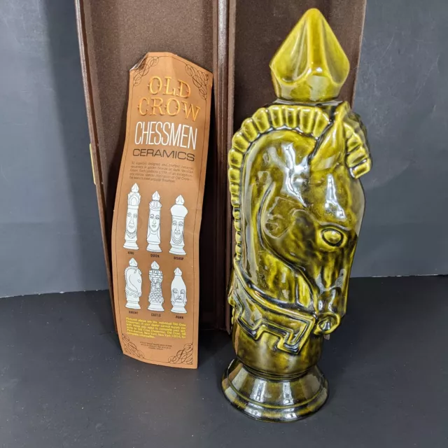 Old Crow Chessmen Light Knight 1960s Vintt Empty Decanter with Box