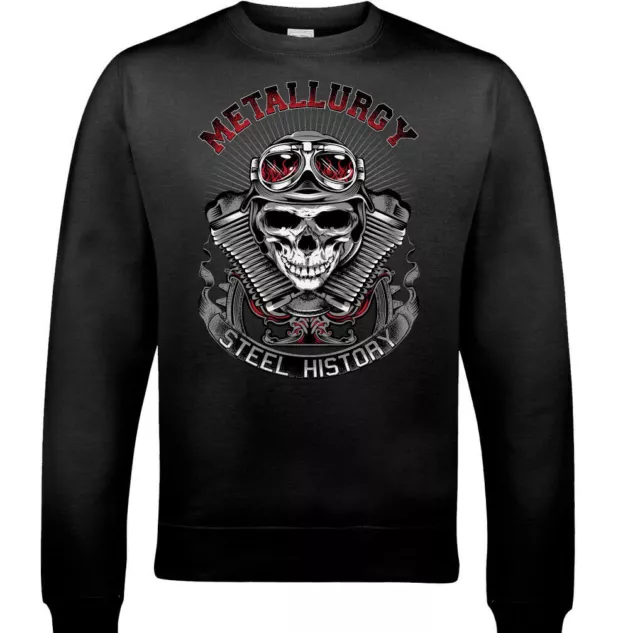 Metallurgy Mens Biker Sweatshirt Motorbike Motorcycle Bike Skull Jumper