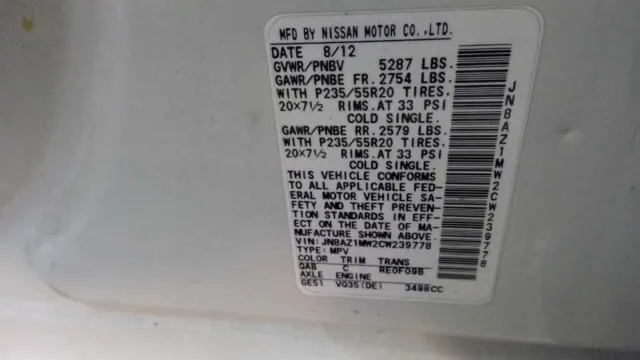 Engine ECM Electronic Control Module 3.5L 6 Cylinder AWD Fits 12 MURANO 2261962
