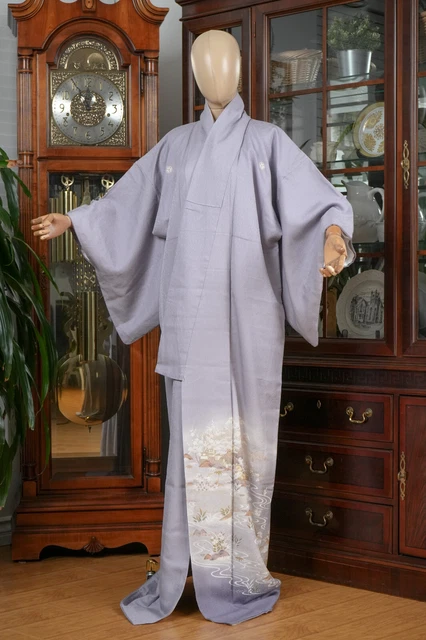 Dear Vanilla Japanese Silk Tomesode Kimono Women's Authentic Japan Made Vintage