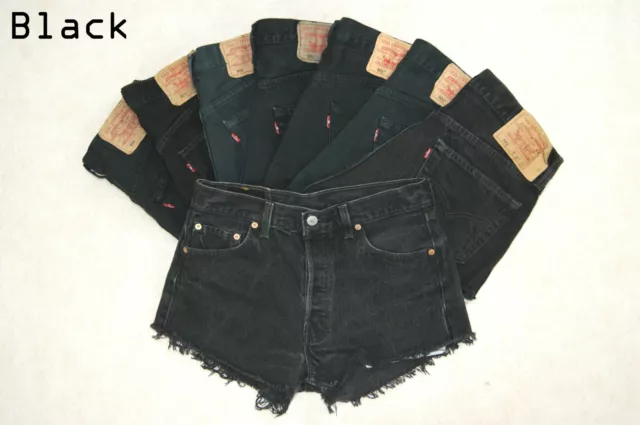 Vintage Damen Levis Denim hochtaillierte Shorts Jeans Hothose alle Größen Ausschnitte 3