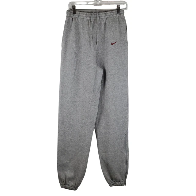 Nike Sweatpant Joggers Mens Medium Gray Zip Ankle Drawstring Elastic Waist