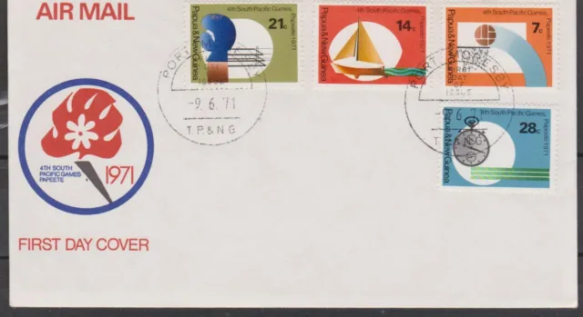 PAPUA NEW GUINEA P.N.G 1971 4th South Pacific Games SG 200-203 FDC BOAT SPORT