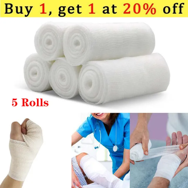 5X Disposable Gauze Bandage Roll First Aid Medical Bandages Wrap Wound Care