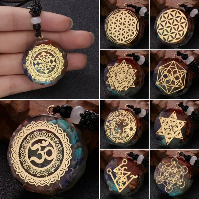 Healing Energy 7 Chakra Necklace Natural Stone Om Pendant Meditation Jewelry New