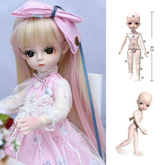 1/6 BJD Dolls 30cm Ball Jointed Girl Doll Full Set Pink Dress Kids Birthday Gift