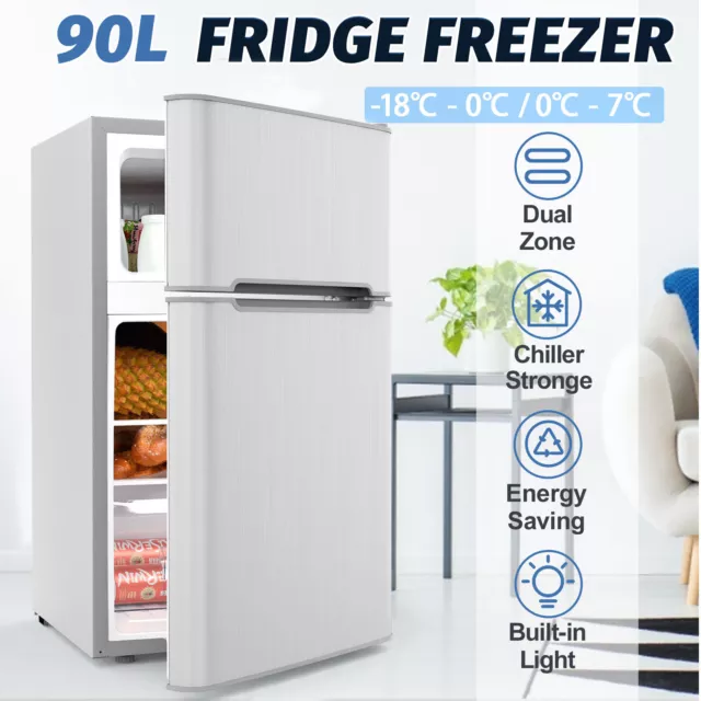 90L Electric Bar Fridge Mini Freezer Home Bottle Drink Beverage Cooler Silver