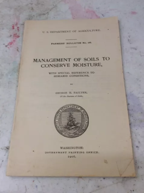 US DEPARTMENT OF AGRICULTURE FARMERS BULLETIN 1906 Management Soil Conserve Mois
