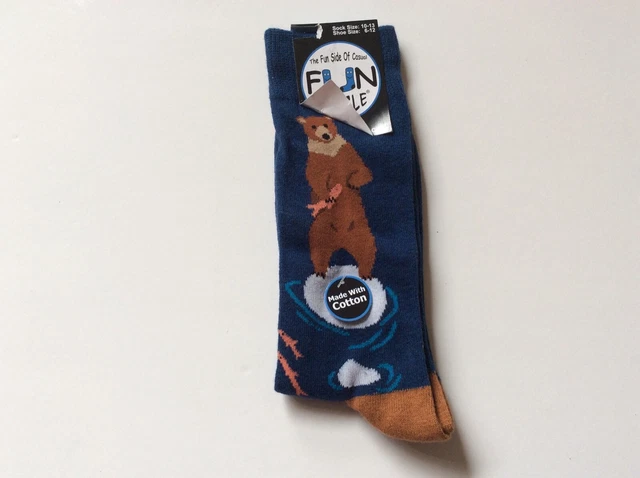 1 Pairs Mens Novelty Bear Socks*  Nwt *Sz 10-13 * Blue *  Cotton