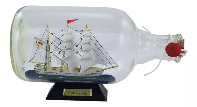 Flaschenschiff - Gorch Fock Buddelschiff Glas/Holz Ø=13cm Sea4You