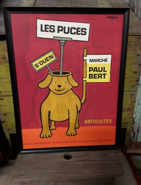 Orig. Vtg. Poster Raymond Savignac  Les Puces de Saint Ouen Marche' Paul Bert