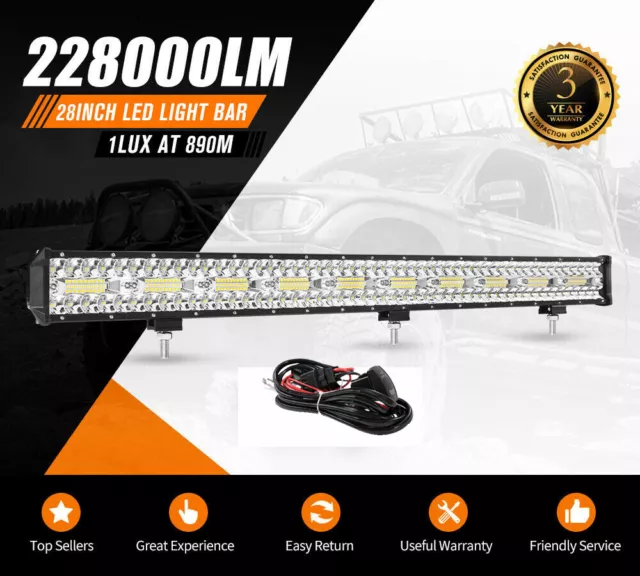 28inch CREE LED Light Bar Spot Beam Triple Row Work Driving Lamp 28" 4WD 2
