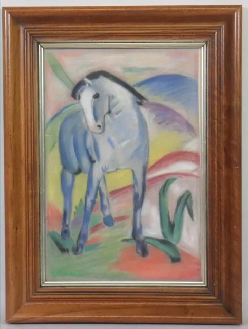 "Blue Horse" Pastellgemälde nach Franz MARC 20.Jhd (BK3710)