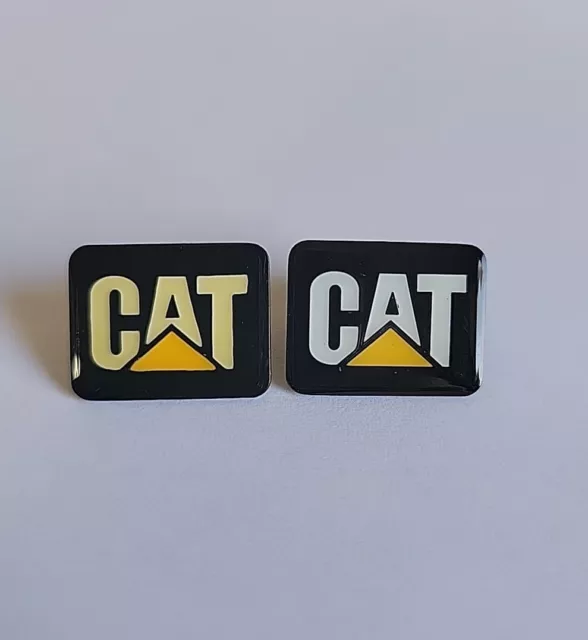 2 Lot Caterpillar Construction CAT Trademark Logo Hat Pin Tie Tack Metal Enamel