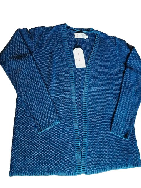 SEASALT CARDIGAN JACKET Navy Bowswinger Striped Cotton Double