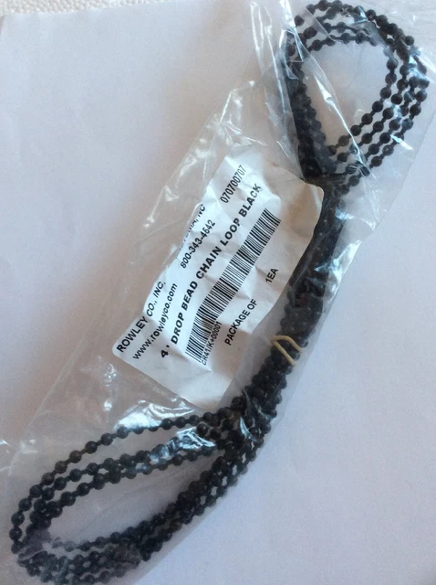 nip Rowley 4' Drop Bead Chain Loop Black Pkg One  Window Blind Hardware