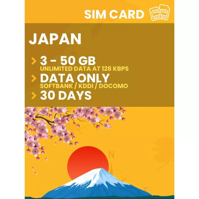 Japan SIM Card | 3 - 50GB | Data-Only | 30 Days