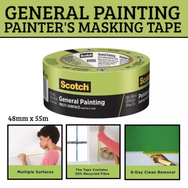 48mm x 55m General Painting Painter’s Masking Tape Medium Adhesive Multi-surface