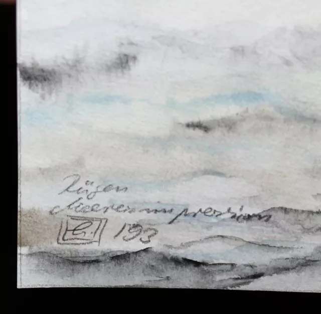 RÜGEN ,"Meeresimpression " , kleines monogrammiertes Aquarell 3