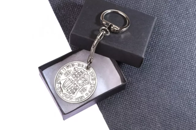 Half Crown Coin Keyring - Choose Your Date - Birthday Gift