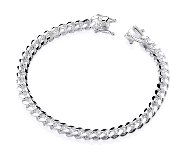 925 Sterling Silver 7.75 inch Cuban Curb Bracelet Box Clasp Ladies / Small Men's