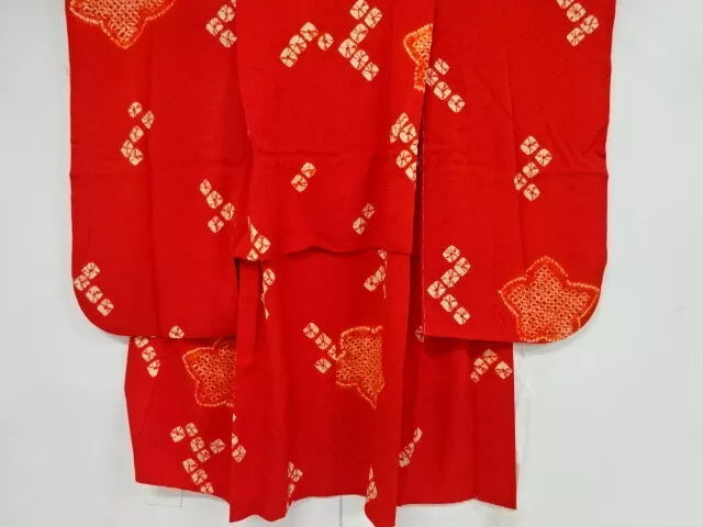 82490# Japanese Kimono / Juban For Girls / Shibori / Maple