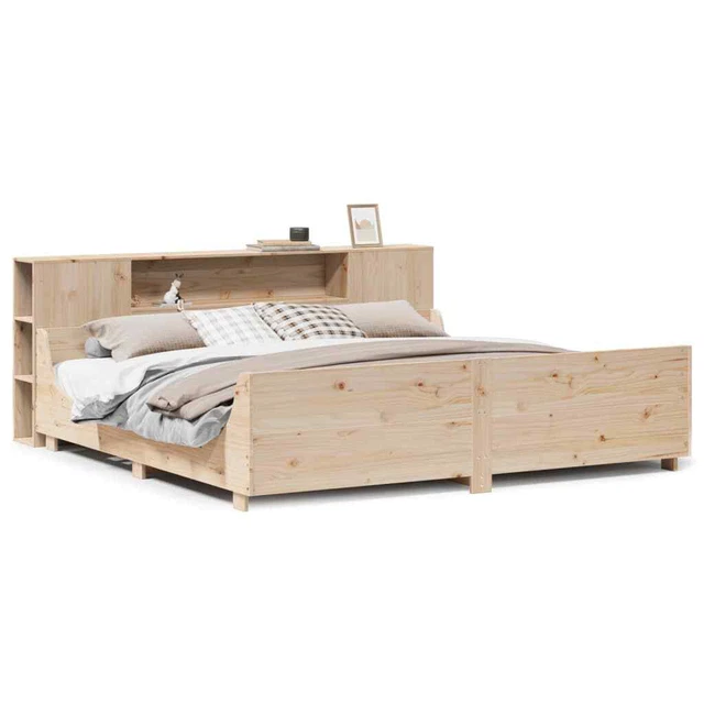 BED FRAME WITHOUT Mattress 200x200 cm Solid Wood Pine £685.59 PicClick UK