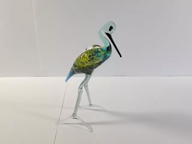 Heron  miniature bird figurine art hand blown