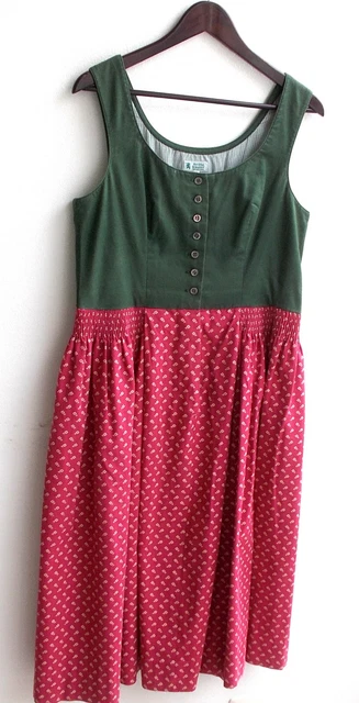 Gonna da donna costume tradizionale Dirndl senza maniche verde, rossa a fiori circa 44