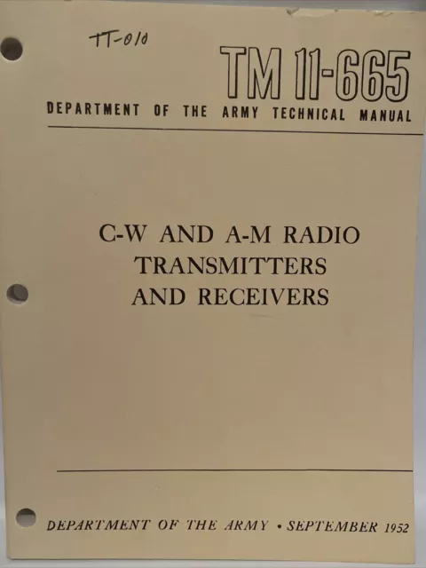 ARMY 1952 C-W and A-M Radio Transmitters and Receivers Tech Manual TM read