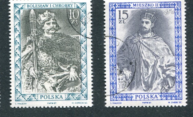 Briefmarken, Polen, Kpl Satz, Mi.3131-32, Polnische Herrscher, 1987, gest.