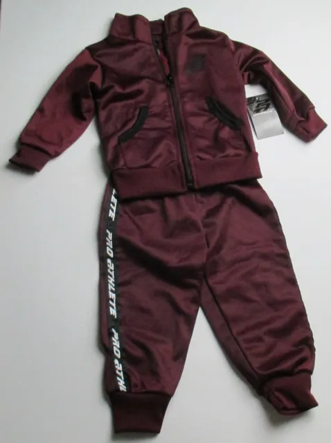 New Infant Baby Boys 12 Months Pro Athlete 2 Piece Outfit Jacket Pants Burgundy