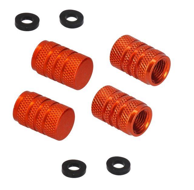 Pro Bolt Ventilkappen Aluminium 4er Set orange für Motorrad Moped Roller PKW