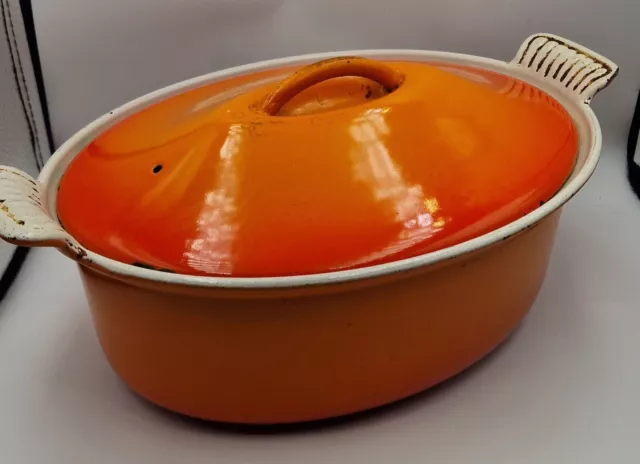 Piatto Cousance Le Creuset Pentola Arancione Vulcanico Vintage Ghisa 25cm