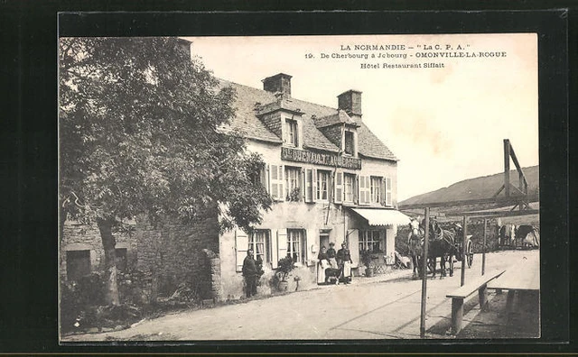 CPA Omonville-la-Rogue, view from Hotel-Restaurant Siffait