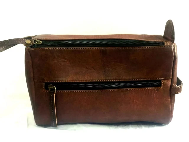 Trousse De Toilette Vintage En Simili Cuir Bordeaux - Accessoire Voyage Rétro (23x15x5 Cm)