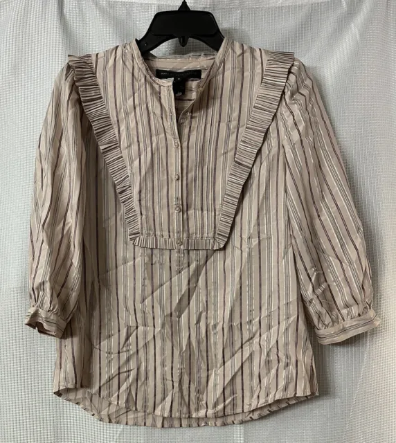 NWT Marc by Marc Jacobs 100% Silk 3/4 Sleeve Designer Top Blouse Shirt Size 4