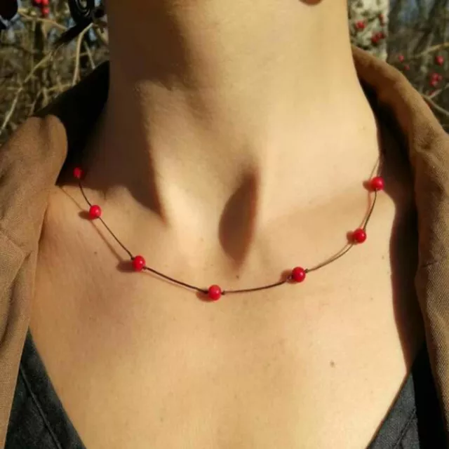 Natural knot Red coral gemstone Beads pendant necklace Bless Elegant Restore