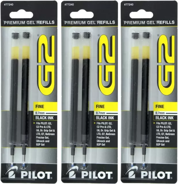 G2, Dr. Grip Gel G6, Q7 Rollerball Gel Ink Pen Refills, 0.7Mm, Fine Point, Black