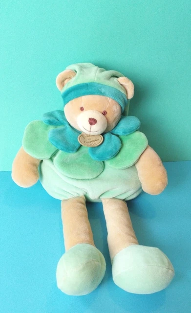 🐻 Doudou et Compagnie -doudou Ours Col Pétale Carambole -🔵