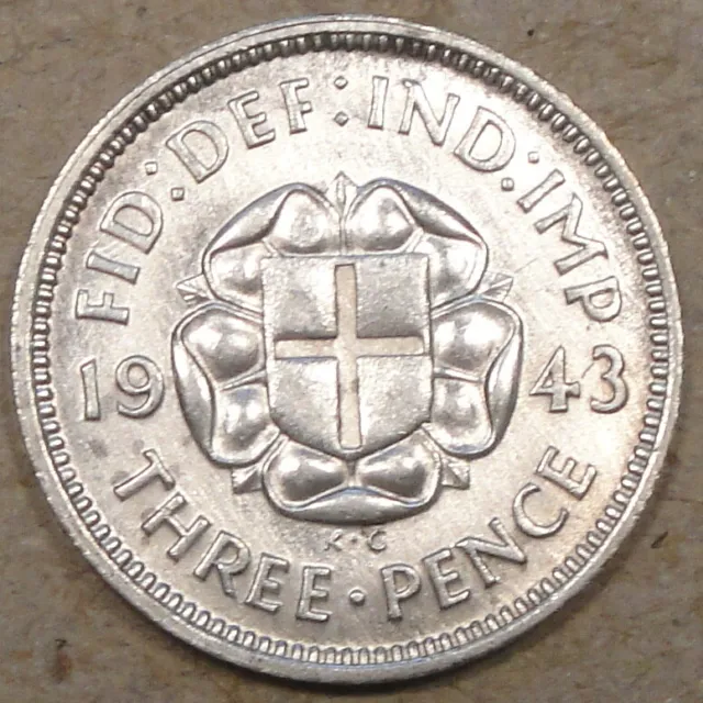 Great Britain 1943 3 Pence AU-BU