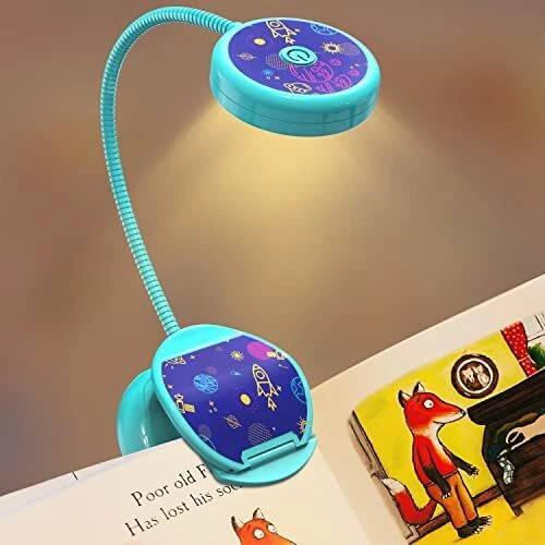 Vekkia Cute Rechargeable 7 LED Eye-Care Book Light Clip on Reading Lights for...