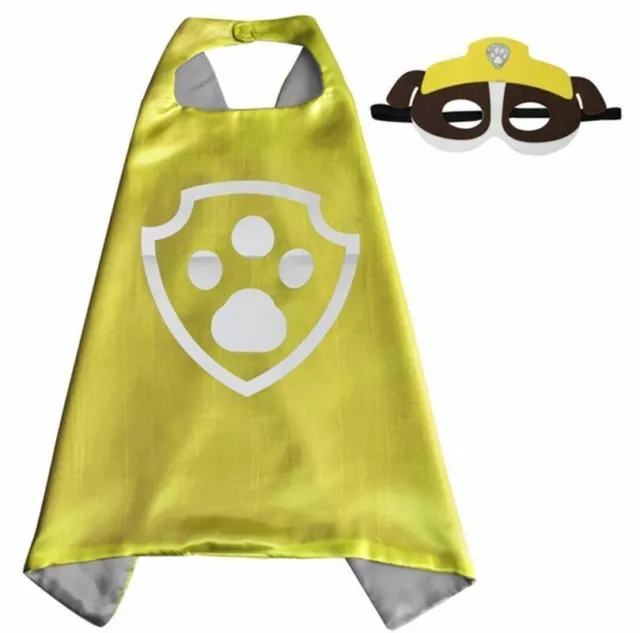 PAW PATROL RUBBLE Cape & Mask Set, Girls/Boys Party Fancy Dress + STICKERS